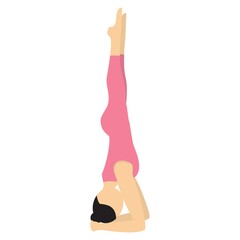 girl practising yoga in supported headstand pose