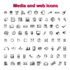 Set of outline quality icon media and web icons. Jpeg