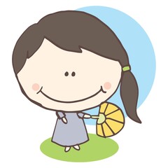 girl with a hand fan