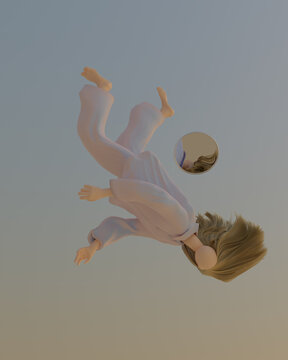 Illustration of woman falling in pajamas