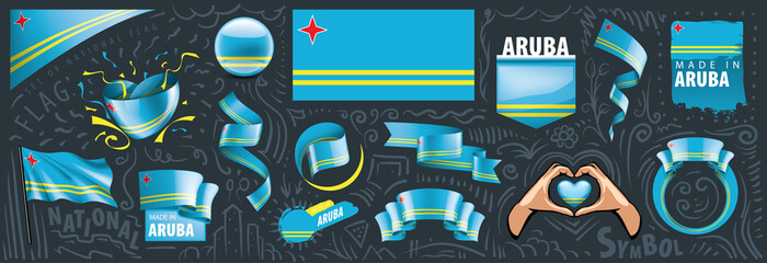 Vector set of the national flag of Aruba in various creative designs