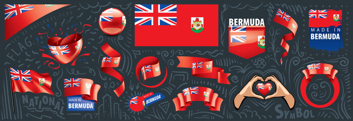 Vector set of the national flag of Bermuda in various creative designs