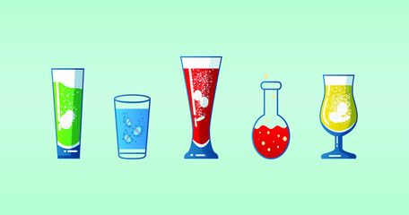 Effervescent tablet in glass - vector illustration