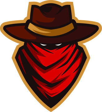 texas cowboy with hat mascot logo 