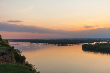 Obraz premium sunset over the river