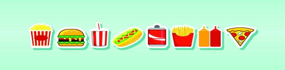 set of fast food icons. vector illustration isolated on blue