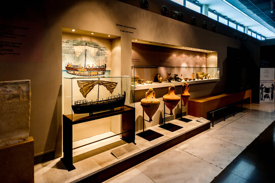 THESSALONIKI, GREECE - MAR 19, 2015: Artefacts in the Thessaloniki Archaeological Museum. It was established in 1962