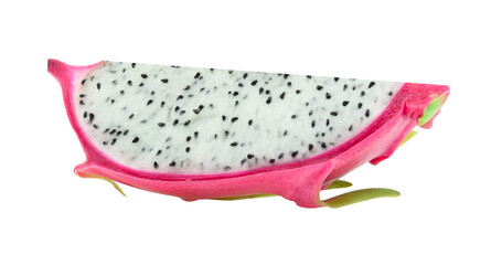 Fresh dragon fruit slice  isolated on white background.