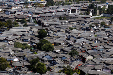 Rooftops in Lijiang old town beautiful view from Lijiang