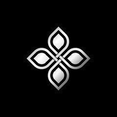 Stylish Silver Flower logo. For personal or business. This logo is good for beauty, medical, healthcare, natural, fashion or any industry. Modern, elegant, simple. Vector Illustration