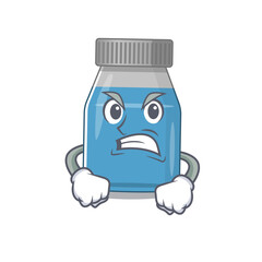A cartoon picture style of syrup medicine having a mad face