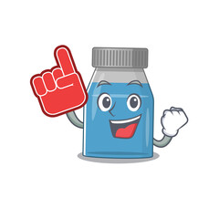Syrup medicine in cartoon picture design with Foam finger