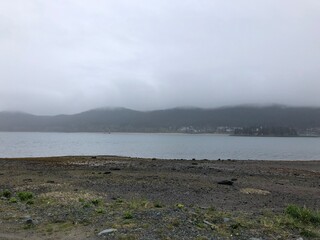 storm clouds over the river