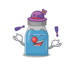 A syrup medicine cartoon design style love playing juggling