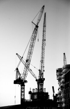 Construction Site With Cranes In Sydney Australia Downtown