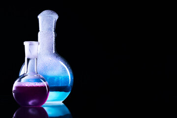 Glass flask with a chemical reagent.