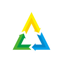 color Recycle, Reuse, Reduce  isolated on white