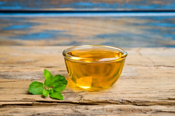 Stevia tea in a glass cup