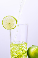 Glass with a fruit drink.