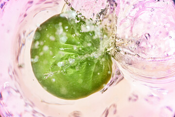 Glass with a fruit drink.