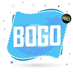 BOGO, Sale banner design template, buy 1 get 1 free, discount tag, app icon, vector illustration