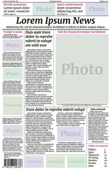 Fototapeta premium Newspaper template. Vector EPS10 layout of the first page. Title, columns, place for photography. Lorem Ipsum text for info fields. Template for business site, newsletters. Daily newspapers design.