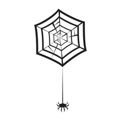 silhouette of spider with web