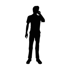 silhouette of man talking on phone