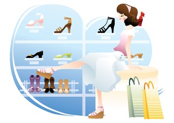 young woman shopping for shoes
