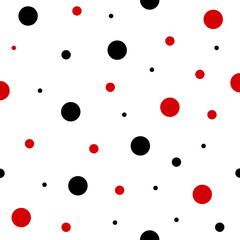 Polka Dots Seamless Pattern with Black and Red Color. Dot Shapes Background. Can used for gift paper, invitation card for kids, Wallpaper Interior, Book cover, etc - EPS 10 Vector