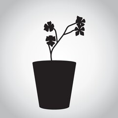 silhouette of potted plant with flowers