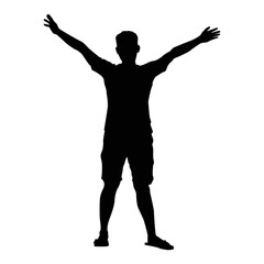 silhouette of man with raised hands