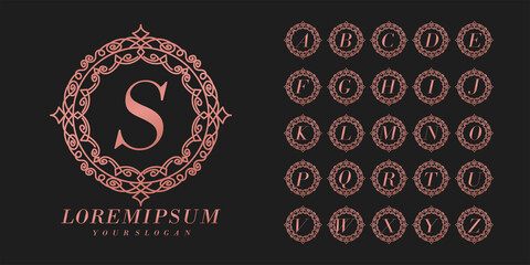 set alphabet wedding font elegant