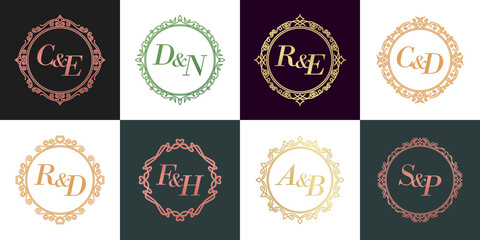 set alphabet wedding font elegant