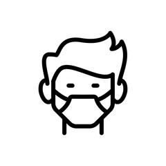 medical face mask icon, people wearing mask, vector symbol template