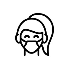 medical face mask icon, people wearing mask, vector symbol template