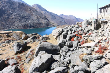 lake and mountains rocks