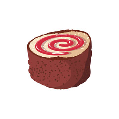 Delicious, sweet chocolate dessert. Confectionery product. Bakery products. Sweet treat. Vector illustration on an isolated background.