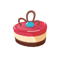 Delicious, sweet chocolate dessert. Confectionery product. Bakery products. Sweet treat. Vector illustration on an isolated background.