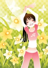 girl dancing in the garden