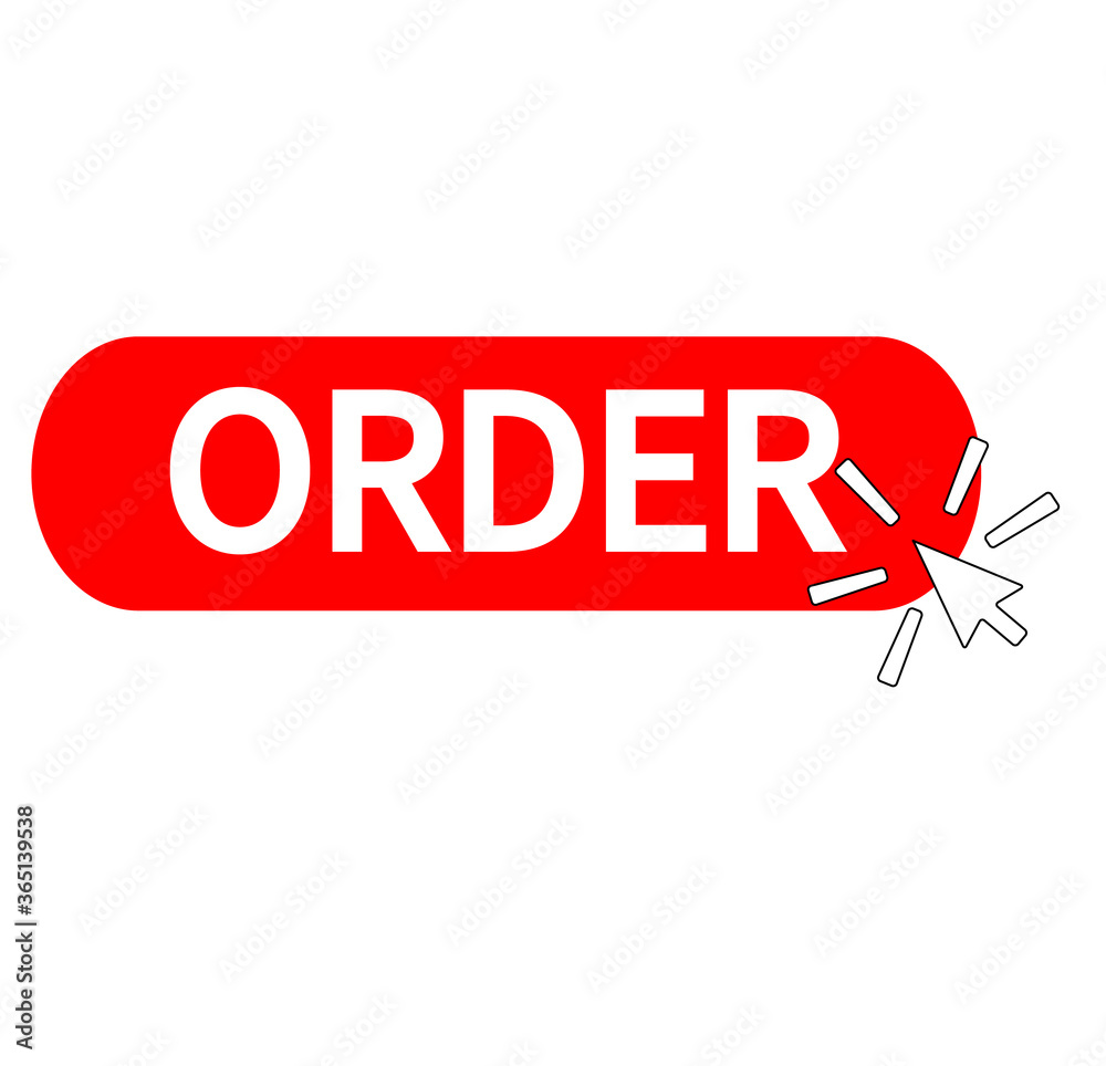 Poster click order button on white background. click order sign. flat style. order button symbol.
