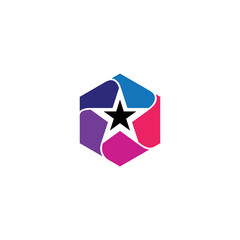 Logo template of color star. Simple flat style. Vector logo template ready for use.
