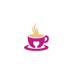 Logo template of coffee and love. Simple flat style. Vector logo template ready for use.