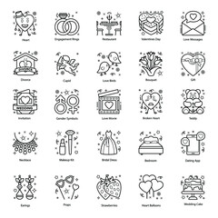 
Events and Celebrations Accessories line Icons Pack 
