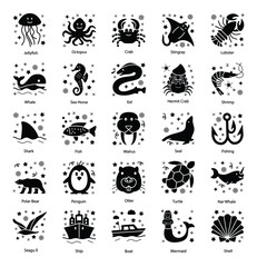 
Pack Of Undersea solid  Icons 
