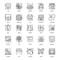 
Summer Season Accessories line Icons Pack 
