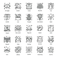 
Winter Season Accessories line Icons Pack 
