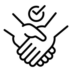 Frienship handshake icon. Outline frienship handshake vector icon for web design isolated on white background