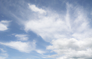 White cloudy blue sky background : Fresh environment  concept