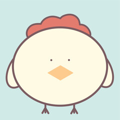 Cute rooster cartoon character vector isolated on light blue background